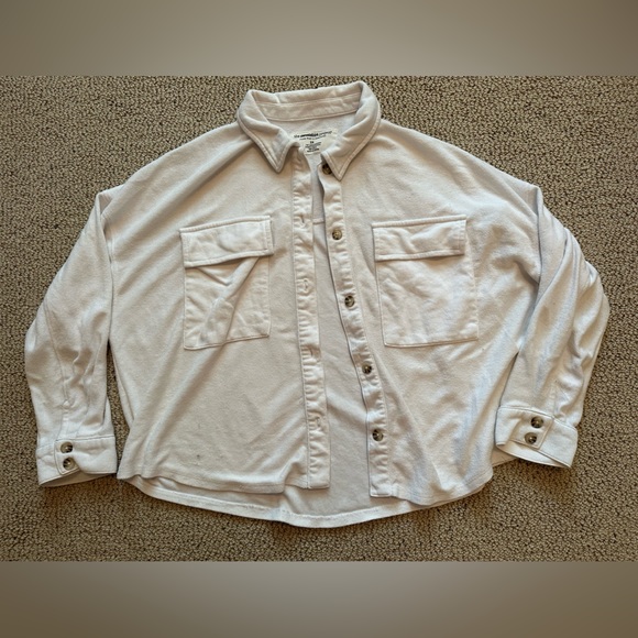 White sweatshirt material button down XXL - Picture 1 of 4